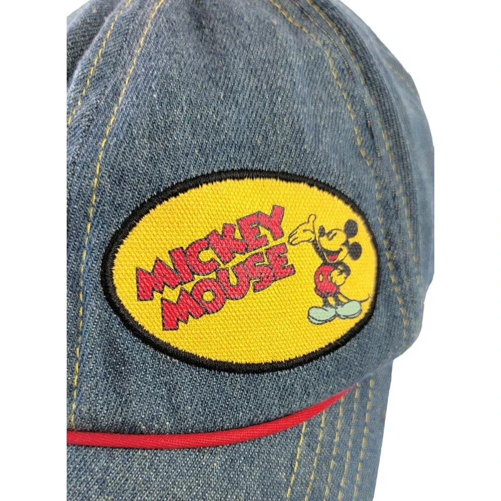 Vintage 90s Disney Mickey Mouse Hat Strap Back Denim Cap CK Style